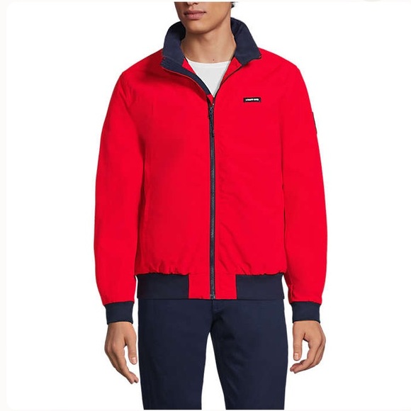Mens LANDS END Vintage SQUALL Red Bright Cherry Waterproof Insulated Jacket XL - Picture 3 of 16